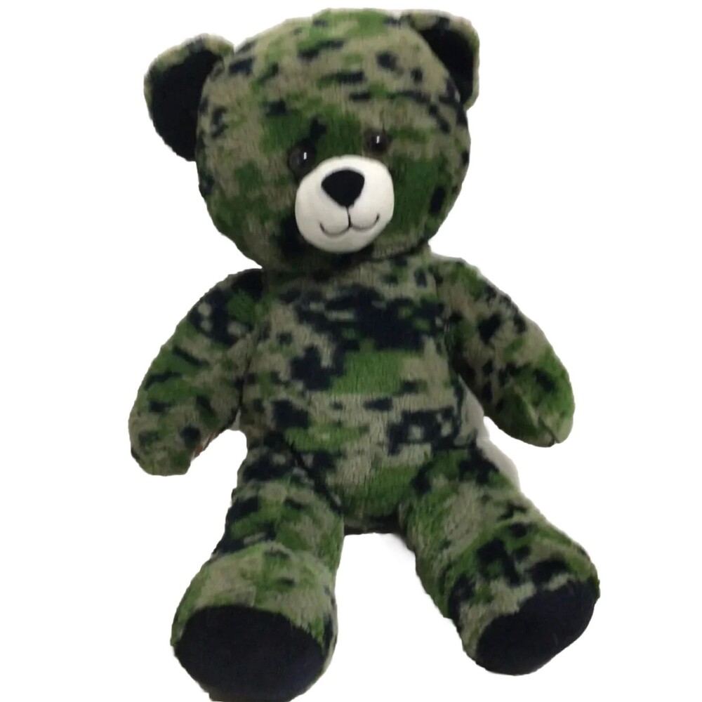 Camo Camouflage Teddy Bear Preowned 2016 Military Army Build A Bear
